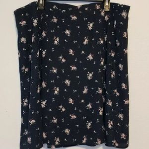 Blue Floral Skirt Elastic Waist size